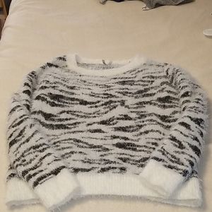 Mudd Fuzzy Zebra Sweater